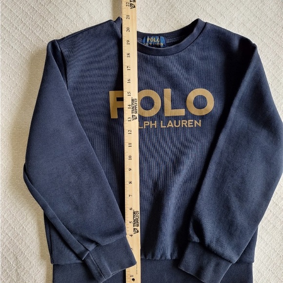 👕 Boys Blue Polo Sweatshirt with Reflective Logo 👕 - Picture 10 of 12